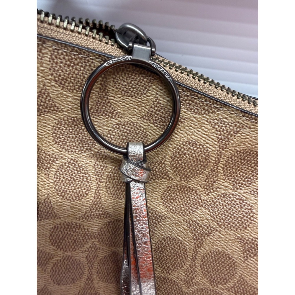 Coach Sutton Hobo Shoulder Crossbody Bag Signature Canvas Snakeskin TAN PLATINUM - Picture 7 of 14